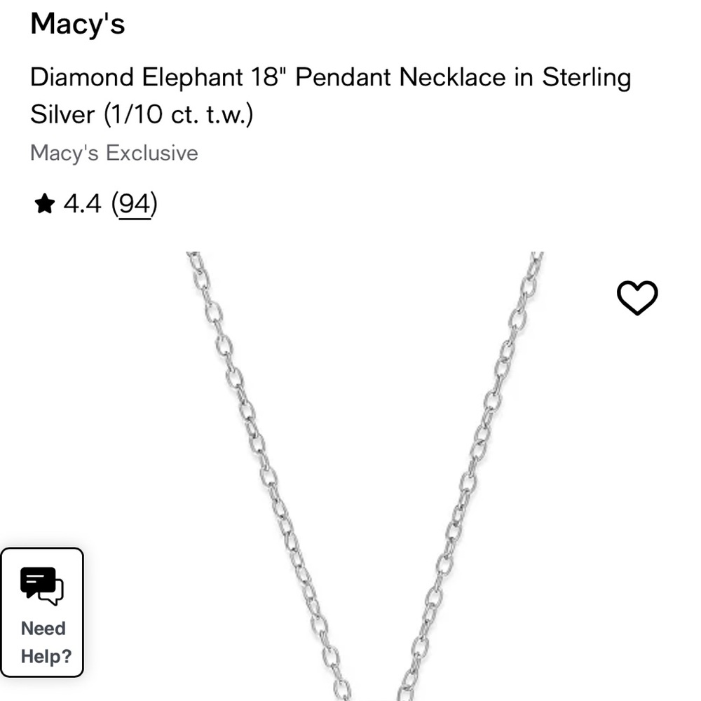 Sterling Silver Elephant Necklace - Picture 3 of 4